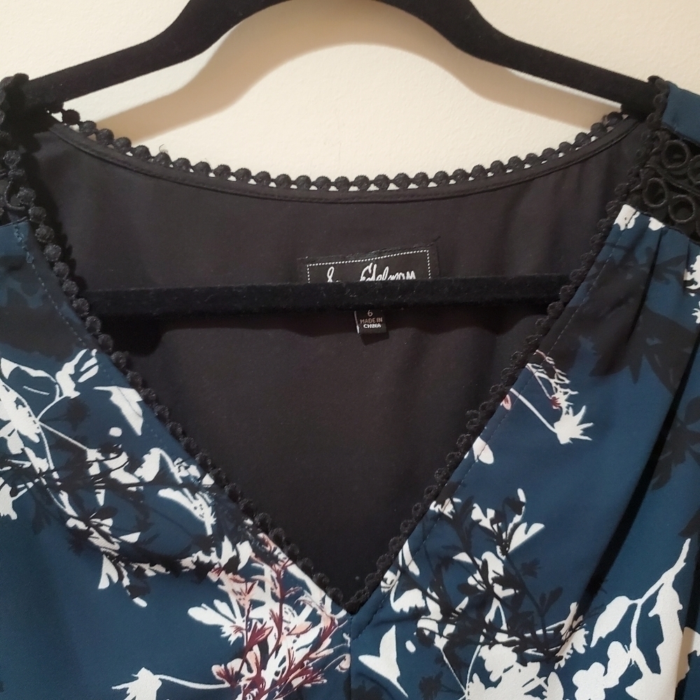 Sam Edelman V-Neck Knit Trim Print Dress NWOT - Picture 3 of 14